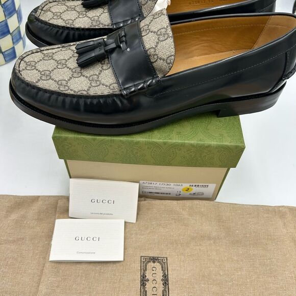 Men's Gucci GG Supreme, tassel loafers size 13 made in Italy - Picture 5 of 11